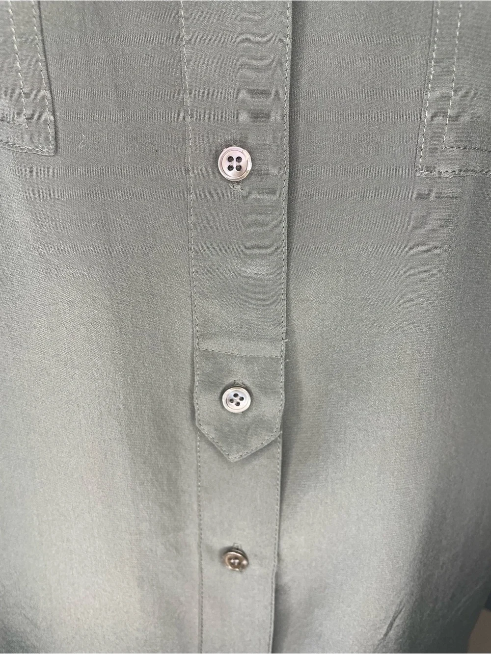 J. Crew Silk Slate Gray Button-Up Blouse